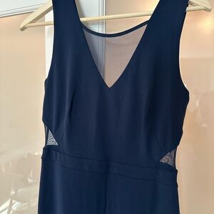 Iz Byer Navy Blue Jumpsuit with Mesh Accents